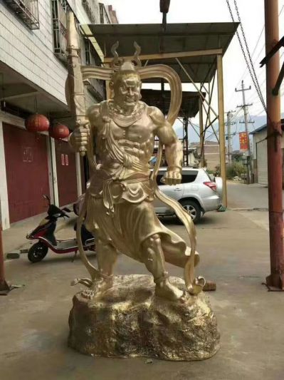 不銹鋼鏡面創意鎏金哼哈二將雕塑