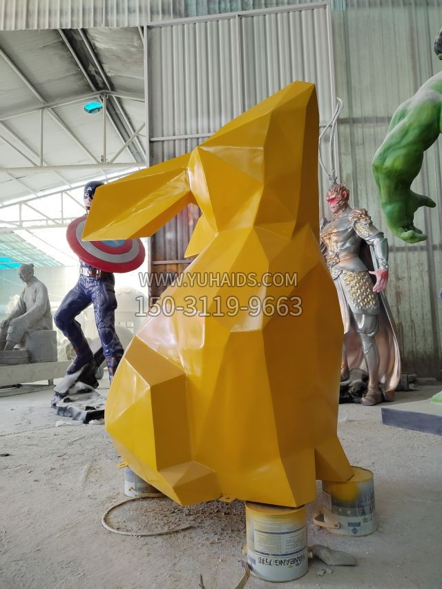 3d打印幾何造型玻璃鋼兔子雕塑擺件