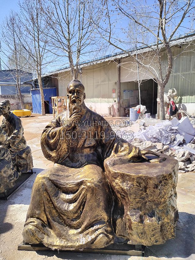 玻璃鋼仿銅老中醫(yī)中醫(yī)藥人物雕塑