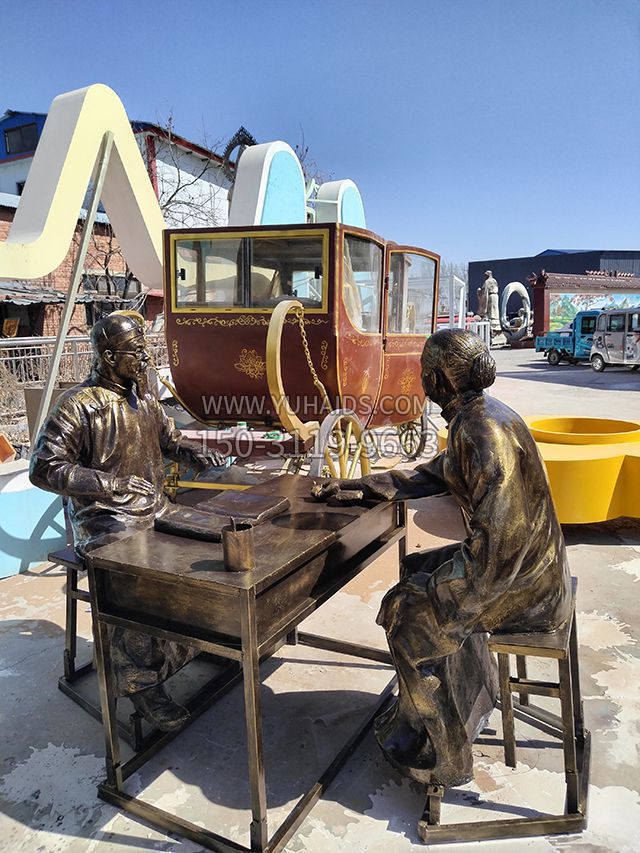 把脈——玻璃鋼仿銅中醫藥主題人物雕塑