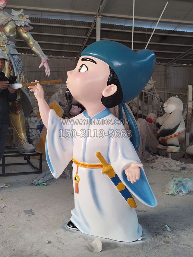 玻璃鋼卡通李白雕塑