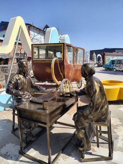 把脈——玻璃鋼仿銅中醫(yī)藥主題人物雕塑